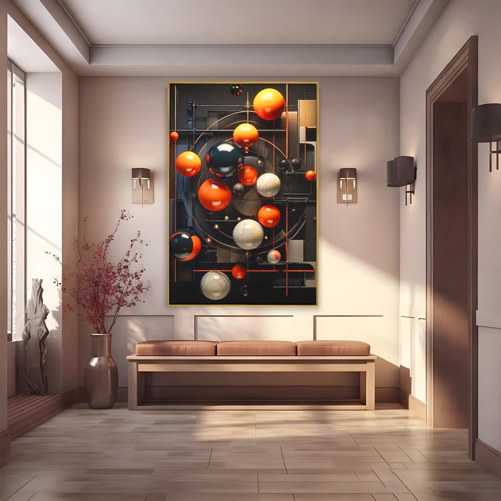 Leinwand Premium Canvas Wall Art, LuxCanva® J1012, Expandierendes Universum, Umlaufbahnen, Gleichgewicht, verschlüsselt, Schwerkraft, abstrakt, Planeten, Universum, Kosmos, Solar, Futurismus, Wohnen, Schlafzimmer