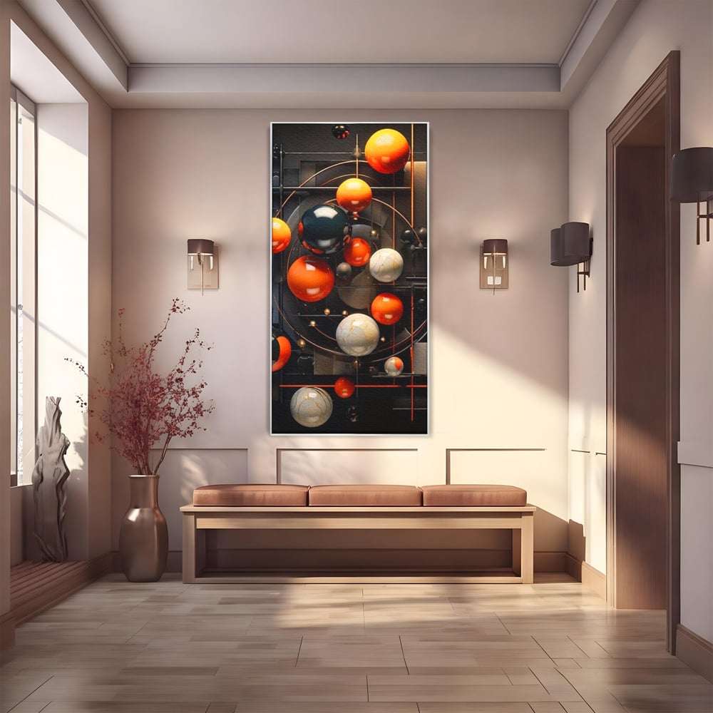 Leinwand Premium Canvas Wall Art, LuxCanva® J1012, Expandierendes Universum, Umlaufbahnen, Gleichgewicht, verschlüsselt, Schwerkraft, abstrakt, Planeten, Universum, Kosmos, Solar, Futurismus, Wohnen, Schlafzimmer