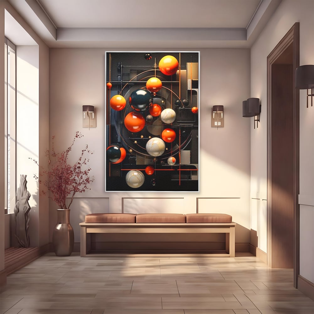 Leinwand Premium Canvas Wall Art, LuxCanva® J1012, Expandierendes Universum, Umlaufbahnen, Gleichgewicht, verschlüsselt, Schwerkraft, abstrakt, Planeten, Universum, Kosmos, Solar, Futurismus, Wohnen, Schlafzimmer