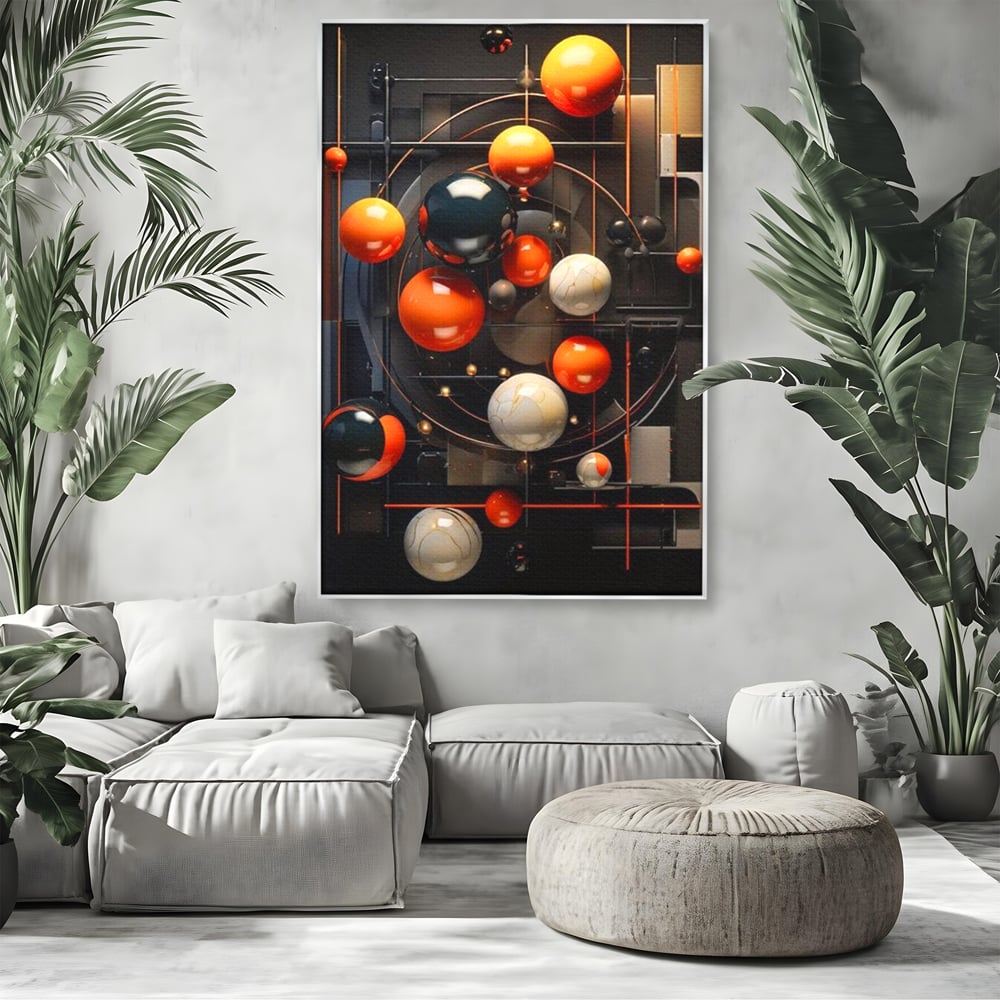 Leinwand Premium Canvas Wall Art, LuxCanva® J1012, Expandierendes Universum, Umlaufbahnen, Gleichgewicht, verschlüsselt, Schwerkraft, abstrakt, Planeten, Universum, Kosmos, Solar, Futurismus, Wohnen, Schlafzimmer