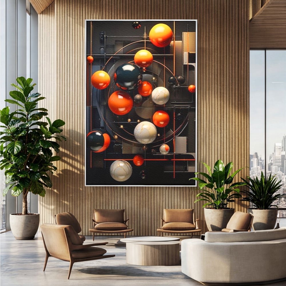 Leinwand Premium Canvas Wall Art, LuxCanva® J1012, Expandierendes Universum, Umlaufbahnen, Gleichgewicht, verschlüsselt, Schwerkraft, abstrakt, Planeten, Universum, Kosmos, Solar, Futurismus, Wohnen, Schlafzimmer