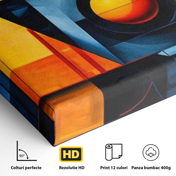 Tablou Canvas Premium, LuxCanva® J1013, Fragmente Din Soare, Arhitectura, Forme, Geometrie, Lumini, Umbre, Solar, Sistem, Flux, Fragmemnte, Cubism, Living, Dormitor