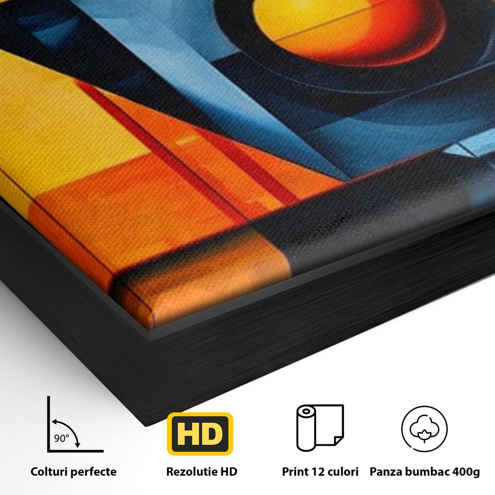 Tablou Canvas Premium, LuxCanva® J1013, Fragmente Din Soare, Arhitectura, Forme, Geometrie, Lumini, Umbre, Solar, Sistem, Flux, Fragmemnte, Cubism, Living, Dormitor