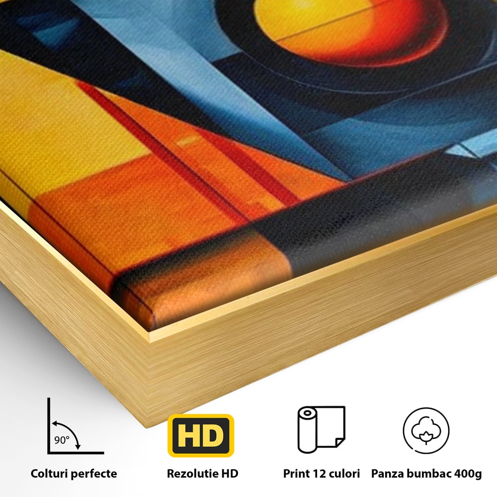 Tablou Canvas Premium, LuxCanva® J1013, Fragmente Din Soare, Arhitectura, Forme, Geometrie, Lumini, Umbre, Solar, Sistem, Flux, Fragmemnte, Cubism, Living, Dormitor