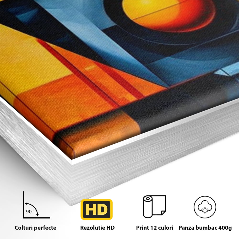 Tablou Canvas Premium, LuxCanva® J1013, Fragmente Din Soare, Arhitectura, Forme, Geometrie, Lumini, Umbre, Solar, Sistem, Flux, Fragmemnte, Cubism, Living, Dormitor