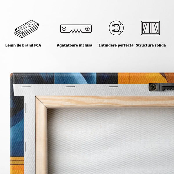 Tablou Canvas Premium, LuxCanva® J1013, Fragmente Din Soare, Arhitectura, Forme, Geometrie, Lumini, Umbre, Solar, Sistem, Flux, Fragmemnte, Cubism, Living, Dormitor