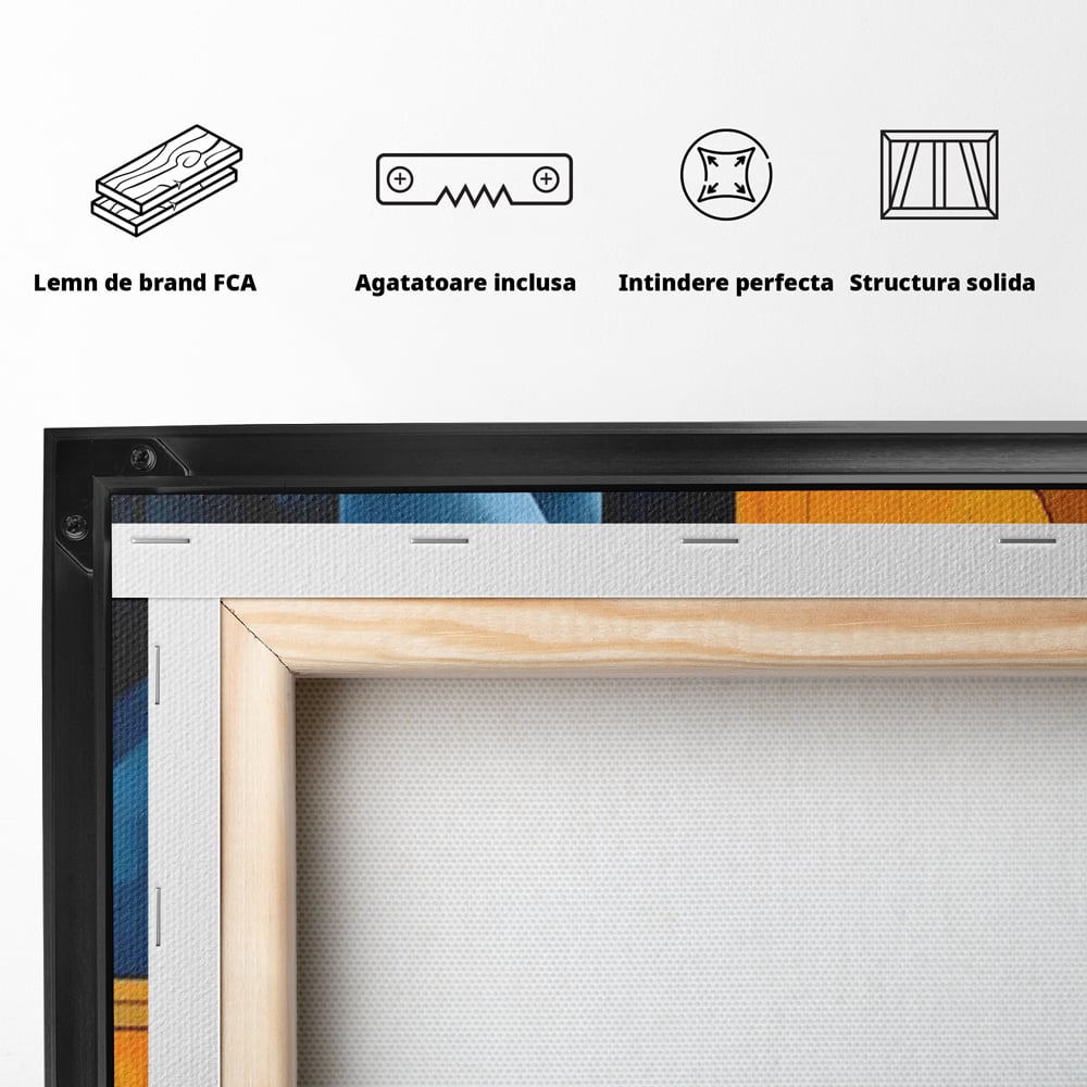 Tablou Canvas Premium, LuxCanva® J1013, Fragmente Din Soare, Arhitectura, Forme, Geometrie, Lumini, Umbre, Solar, Sistem, Flux, Fragmemnte, Cubism, Living, Dormitor