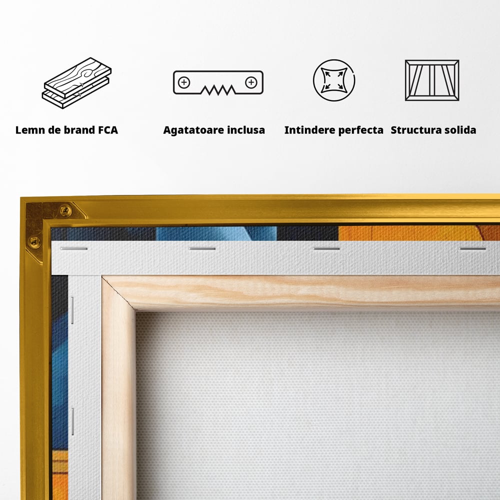 Tablou Canvas Premium, LuxCanva® J1013, Fragmente Din Soare, Arhitectura, Forme, Geometrie, Lumini, Umbre, Solar, Sistem, Flux, Fragmemnte, Cubism, Living, Dormitor