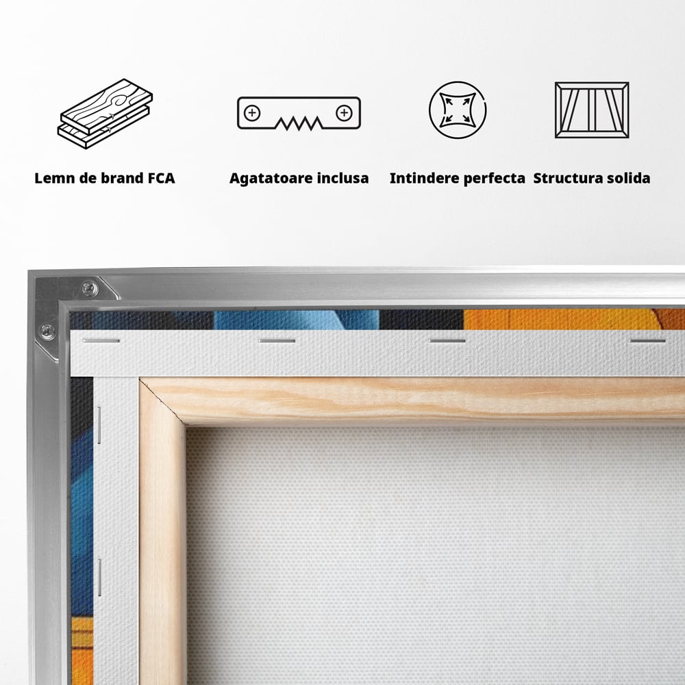 Tablou Canvas Premium, LuxCanva® J1013, Fragmente Din Soare, Arhitectura, Forme, Geometrie, Lumini, Umbre, Solar, Sistem, Flux, Fragmemnte, Cubism, Living, Dormitor