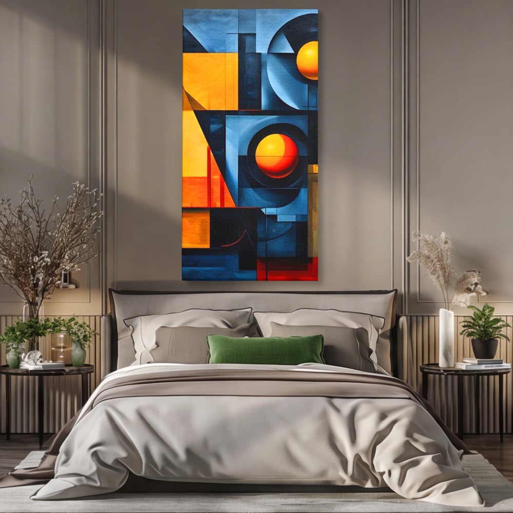 Tablou Canvas Premium, LuxCanva® J1013, Fragmente Din Soare, Arhitectura, Forme, Geometrie, Lumini, Umbre, Solar, Sistem, Flux, Fragmemnte, Cubism, Living, Dormitor