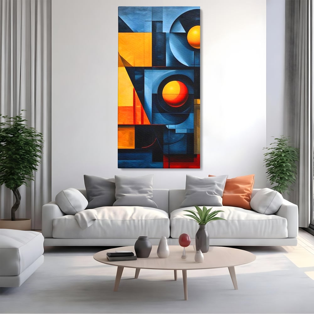 Tablou Canvas Premium, LuxCanva® J1013, Fragmente Din Soare, Arhitectura, Forme, Geometrie, Lumini, Umbre, Solar, Sistem, Flux, Fragmemnte, Cubism, Living, Dormitor