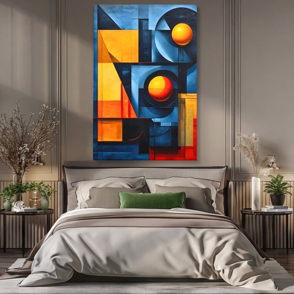 Tablou Canvas Premium, LuxCanva® J1013, Fragmente Din Soare, Arhitectura, Forme, Geometrie, Lumini, Umbre, Solar, Sistem, Flux, Fragmemnte, Cubism, Living, Dormitor