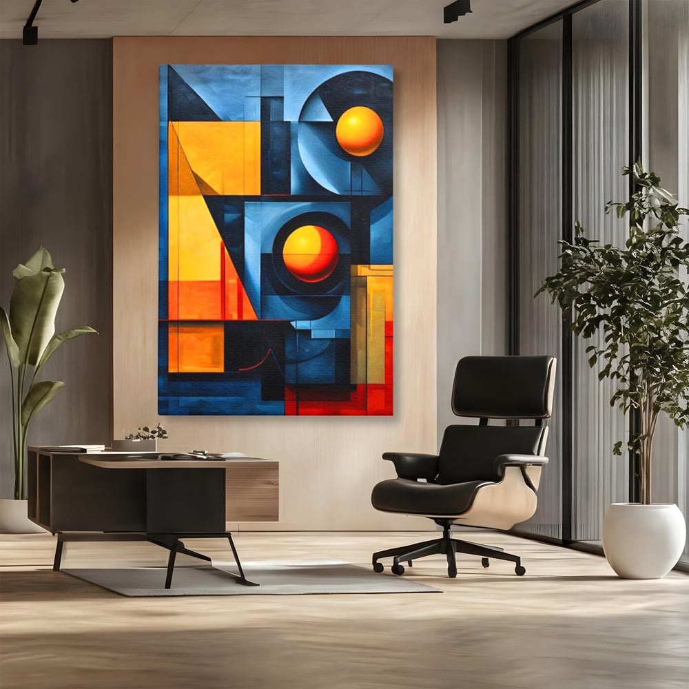 Tablou Canvas Premium, LuxCanva® J1013, Fragmente Din Soare, Arhitectura, Forme, Geometrie, Lumini, Umbre, Solar, Sistem, Flux, Fragmemnte, Cubism, Living, Dormitor