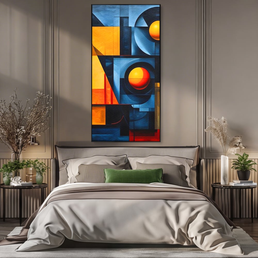 Tablou Canvas Premium, LuxCanva® J1013, Fragmente Din Soare, Arhitectura, Forme, Geometrie, Lumini, Umbre, Solar, Sistem, Flux, Fragmemnte, Cubism, Living, Dormitor