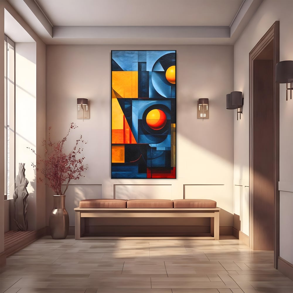 Tablou Canvas Premium, LuxCanva® J1013, Fragmente Din Soare, Arhitectura, Forme, Geometrie, Lumini, Umbre, Solar, Sistem, Flux, Fragmemnte, Cubism, Living, Dormitor