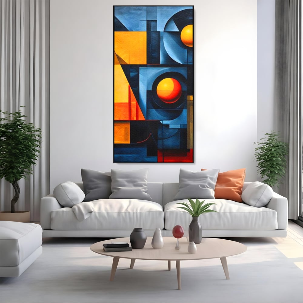 Tablou Canvas Premium, LuxCanva® J1013, Fragmente Din Soare, Arhitectura, Forme, Geometrie, Lumini, Umbre, Solar, Sistem, Flux, Fragmemnte, Cubism, Living, Dormitor