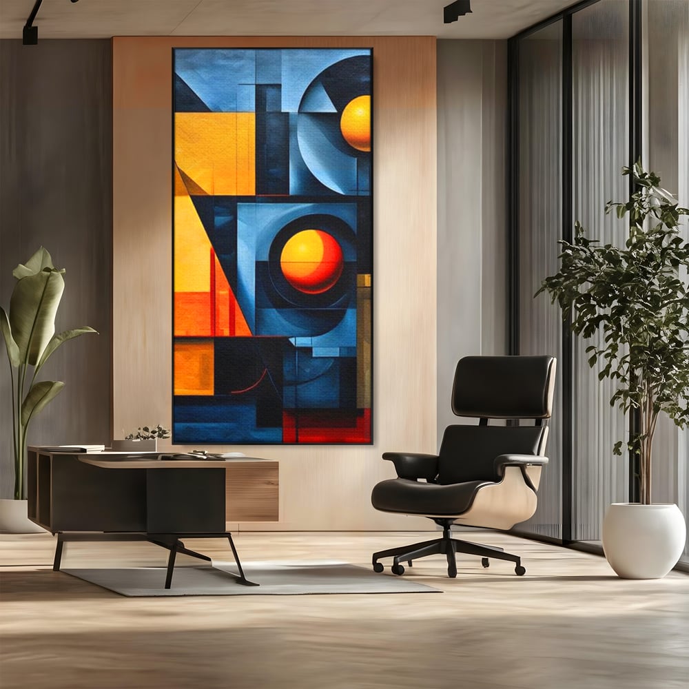 Tablou Canvas Premium, LuxCanva® J1013, Fragmente Din Soare, Arhitectura, Forme, Geometrie, Lumini, Umbre, Solar, Sistem, Flux, Fragmemnte, Cubism, Living, Dormitor