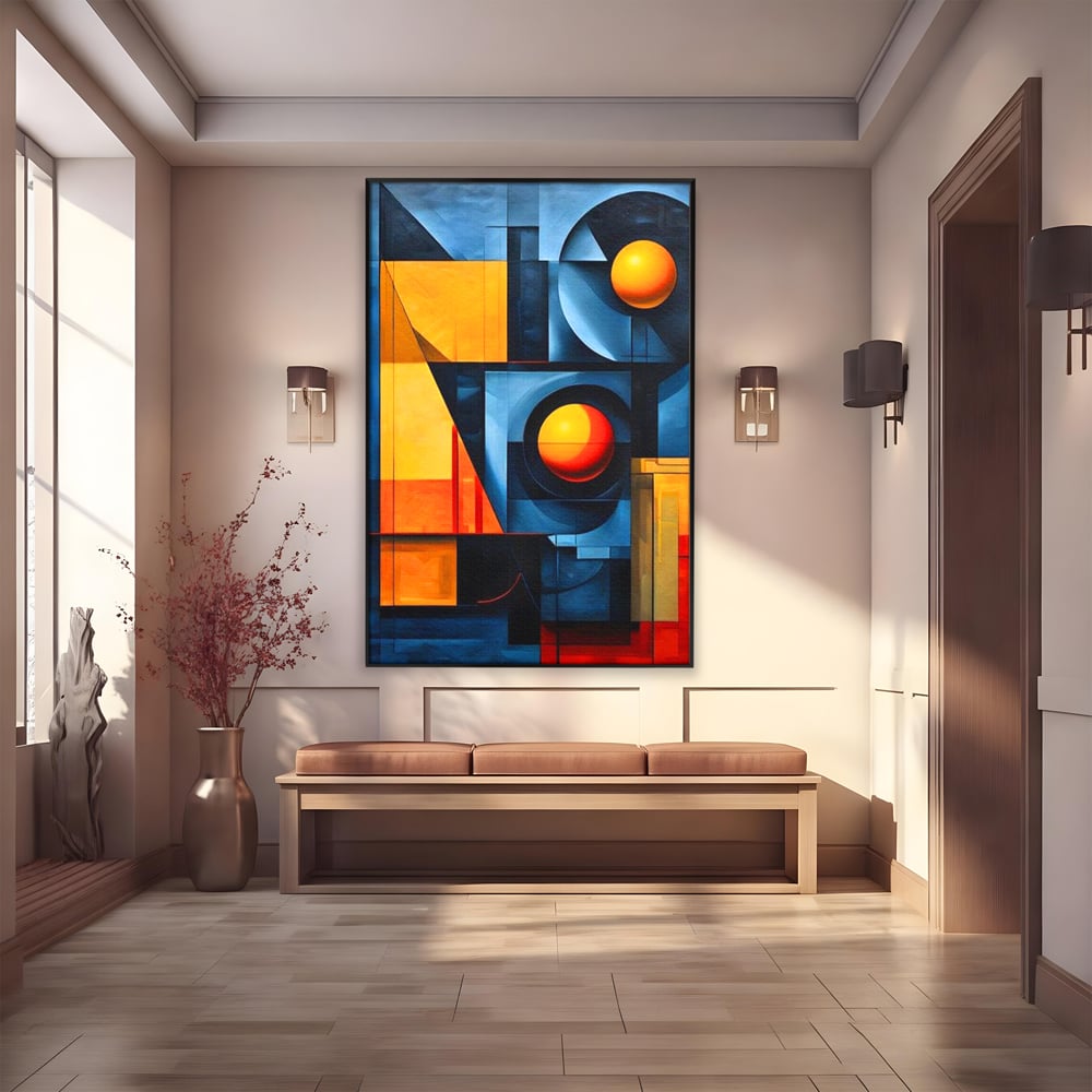 Tablou Canvas Premium, LuxCanva® J1013, Fragmente Din Soare, Arhitectura, Forme, Geometrie, Lumini, Umbre, Solar, Sistem, Flux, Fragmemnte, Cubism, Living, Dormitor