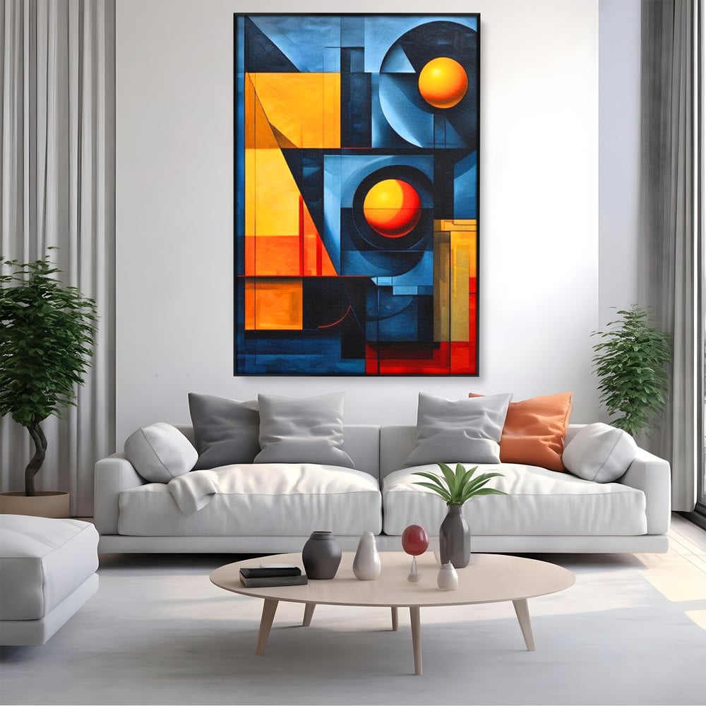 Tablou Canvas Premium, LuxCanva® J1013, Fragmente Din Soare, Arhitectura, Forme, Geometrie, Lumini, Umbre, Solar, Sistem, Flux, Fragmemnte, Cubism, Living, Dormitor