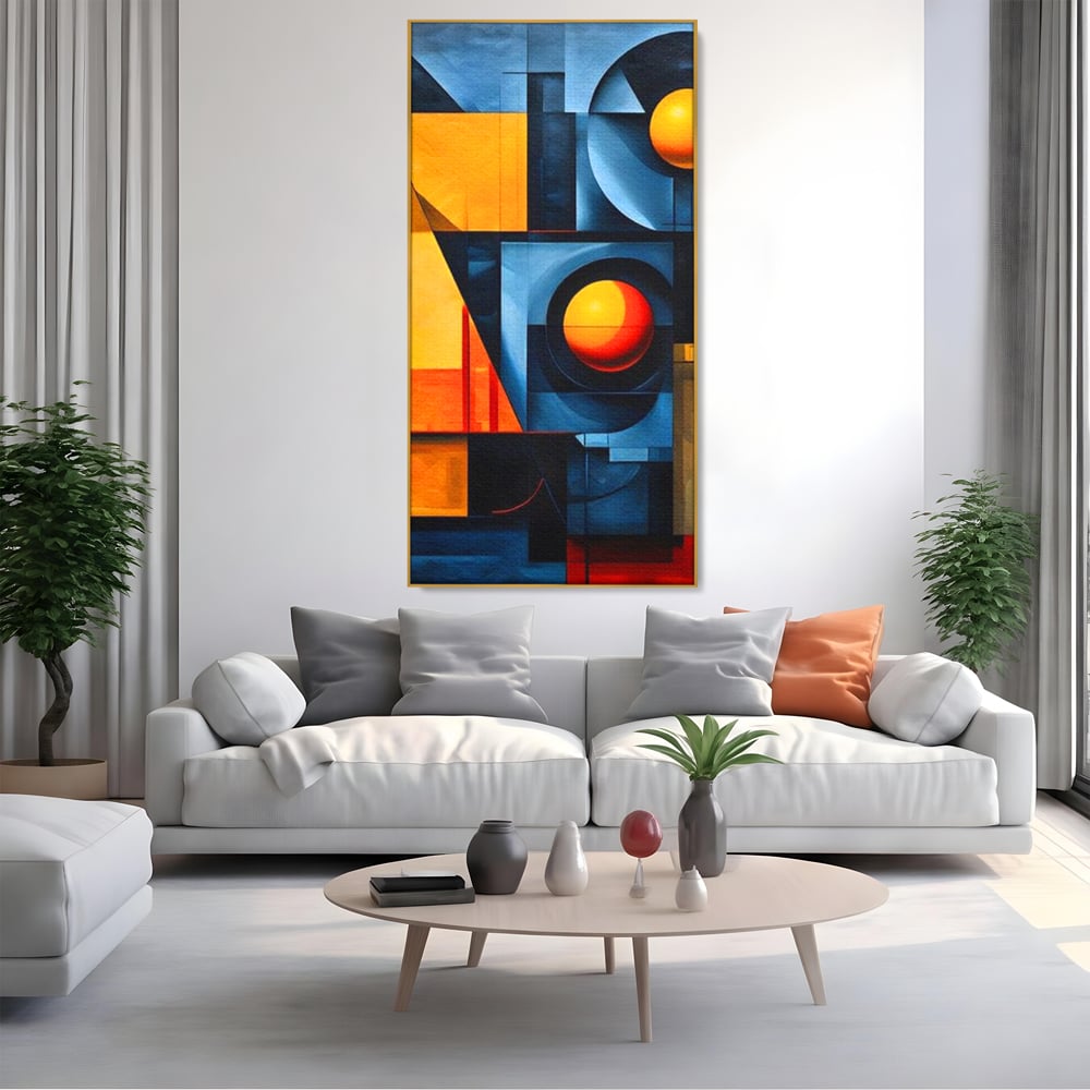 Tablou Canvas Premium, LuxCanva® J1013, Fragmente Din Soare, Arhitectura, Forme, Geometrie, Lumini, Umbre, Solar, Sistem, Flux, Fragmemnte, Cubism, Living, Dormitor