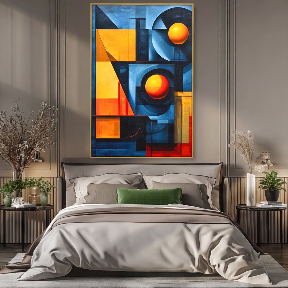 Tablou Canvas Premium, LuxCanva® J1013, Fragmente Din Soare, Arhitectura, Forme, Geometrie, Lumini, Umbre, Solar, Sistem, Flux, Fragmemnte, Cubism, Living, Dormitor