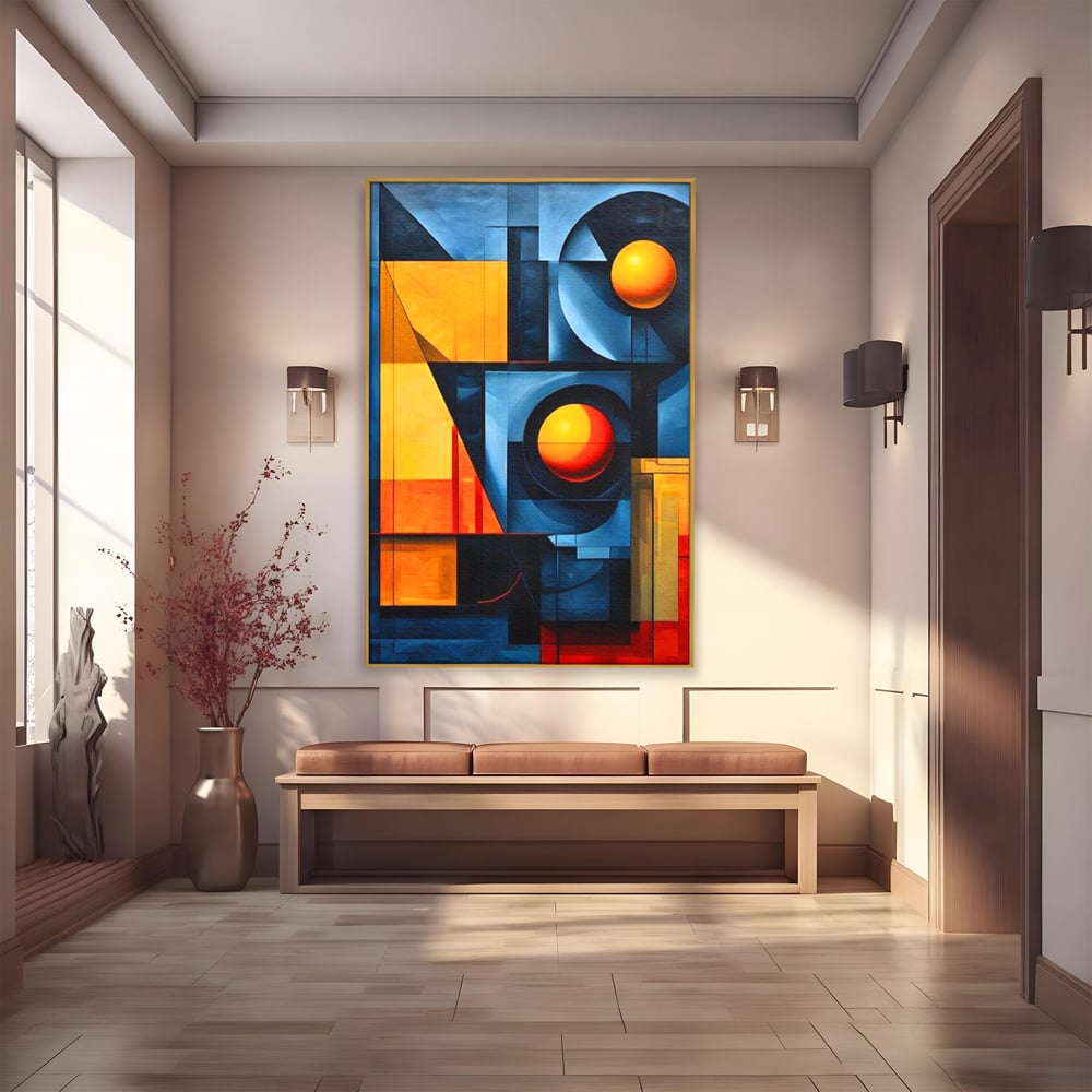 Tablou Canvas Premium, LuxCanva® J1013, Fragmente Din Soare, Arhitectura, Forme, Geometrie, Lumini, Umbre, Solar, Sistem, Flux, Fragmemnte, Cubism, Living, Dormitor