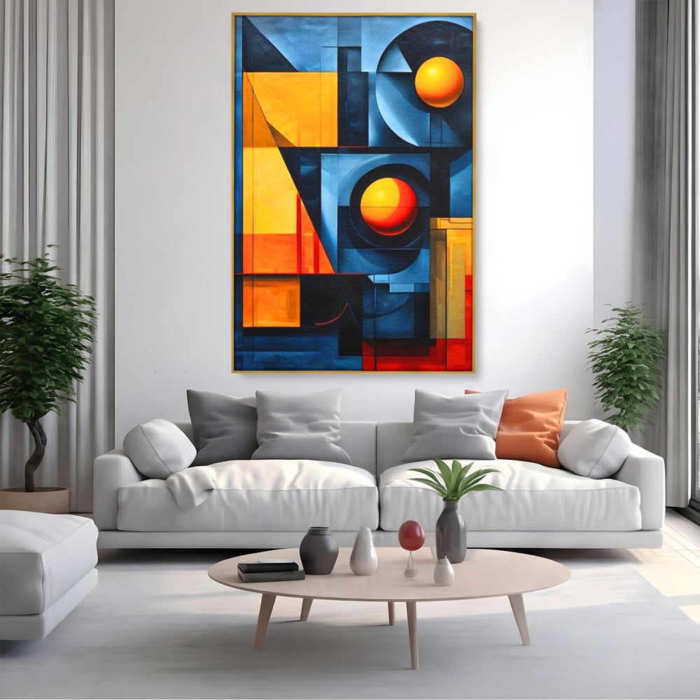 Tablou Canvas Premium, LuxCanva® J1013, Fragmente Din Soare, Arhitectura, Forme, Geometrie, Lumini, Umbre, Solar, Sistem, Flux, Fragmemnte, Cubism, Living, Dormitor