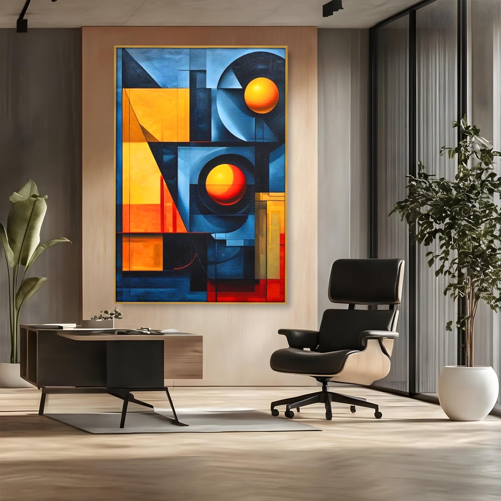 Tablou Canvas Premium, LuxCanva® J1013, Fragmente Din Soare, Arhitectura, Forme, Geometrie, Lumini, Umbre, Solar, Sistem, Flux, Fragmemnte, Cubism, Living, Dormitor