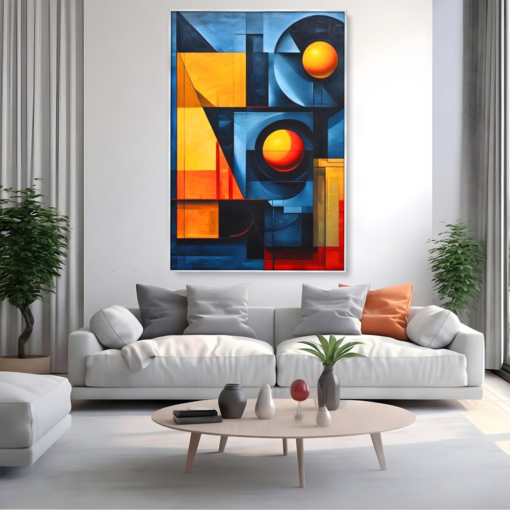 Tablou Canvas Premium, LuxCanva® J1013, Fragmente Din Soare, Arhitectura, Forme, Geometrie, Lumini, Umbre, Solar, Sistem, Flux, Fragmemnte, Cubism, Living, Dormitor