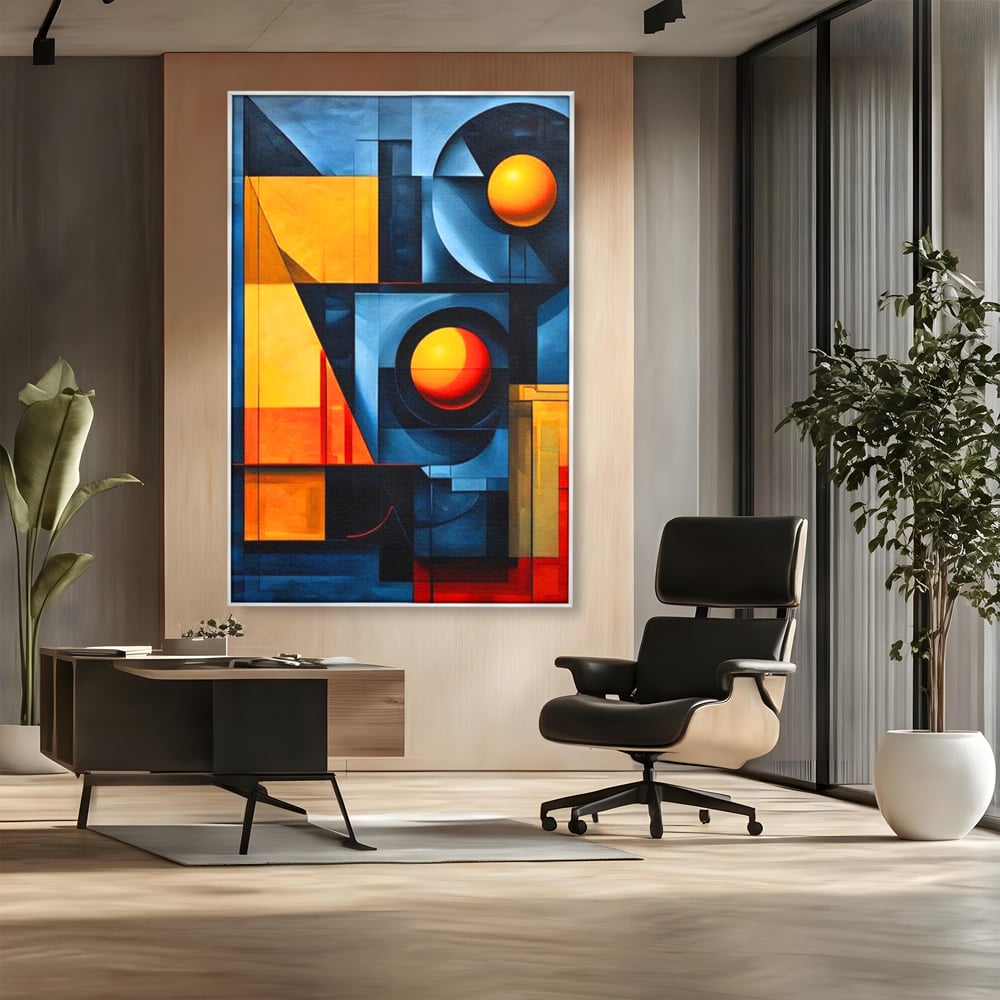Tablou Canvas Premium, LuxCanva® J1013, Fragmente Din Soare, Arhitectura, Forme, Geometrie, Lumini, Umbre, Solar, Sistem, Flux, Fragmemnte, Cubism, Living, Dormitor