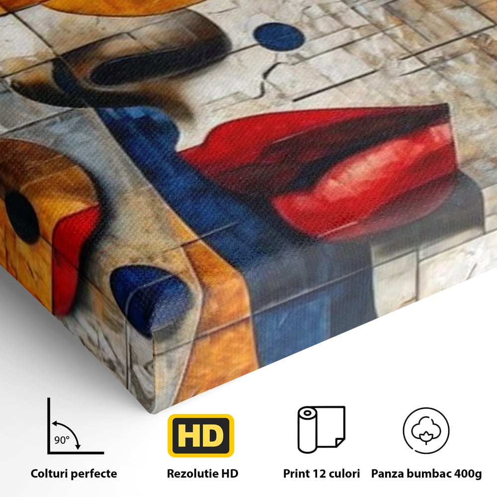 Premium-Leinwandkunst, LuxCanva® J1014, Mosaik der Gefühle, Fragmente, Blick, Schönheit, Puzzle, Würfel, visuell, transformierend, Kreise, stilisiert, Glam, Wohnen, Schlafzimmer