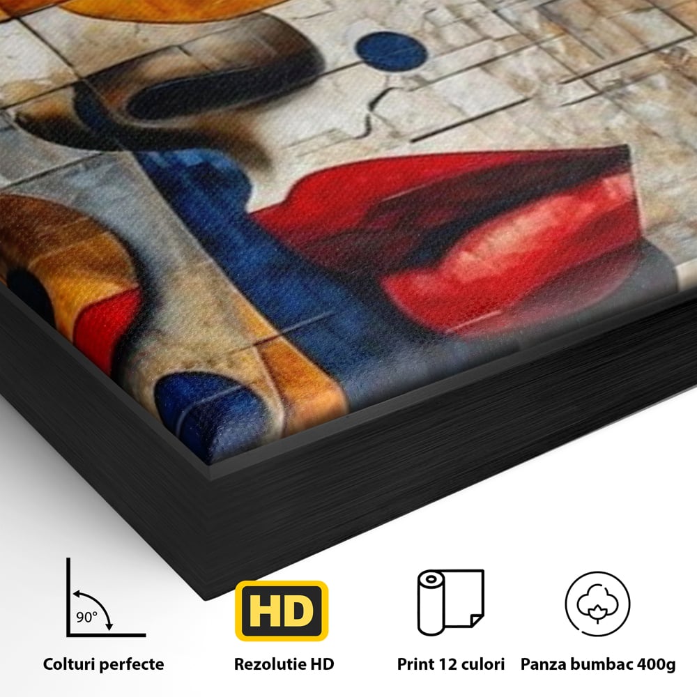 Premium-Leinwandkunst, LuxCanva® J1014, Mosaik der Gefühle, Fragmente, Blick, Schönheit, Puzzle, Würfel, visuell, transformierend, Kreise, stilisiert, Glam, Wohnen, Schlafzimmer
