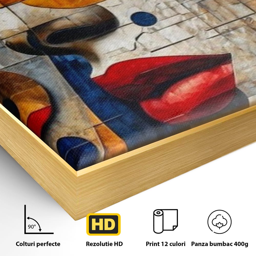 Premium-Leinwandkunst, LuxCanva® J1014, Mosaik der Gefühle, Fragmente, Blick, Schönheit, Puzzle, Würfel, visuell, transformierend, Kreise, stilisiert, Glam, Wohnen, Schlafzimmer