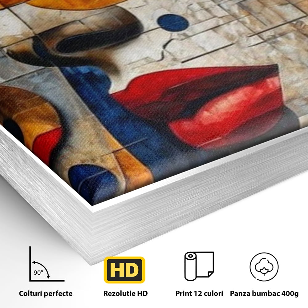 Premium-Leinwandkunst, LuxCanva® J1014, Mosaik der Gefühle, Fragmente, Blick, Schönheit, Puzzle, Würfel, visuell, transformierend, Kreise, stilisiert, Glam, Wohnen, Schlafzimmer