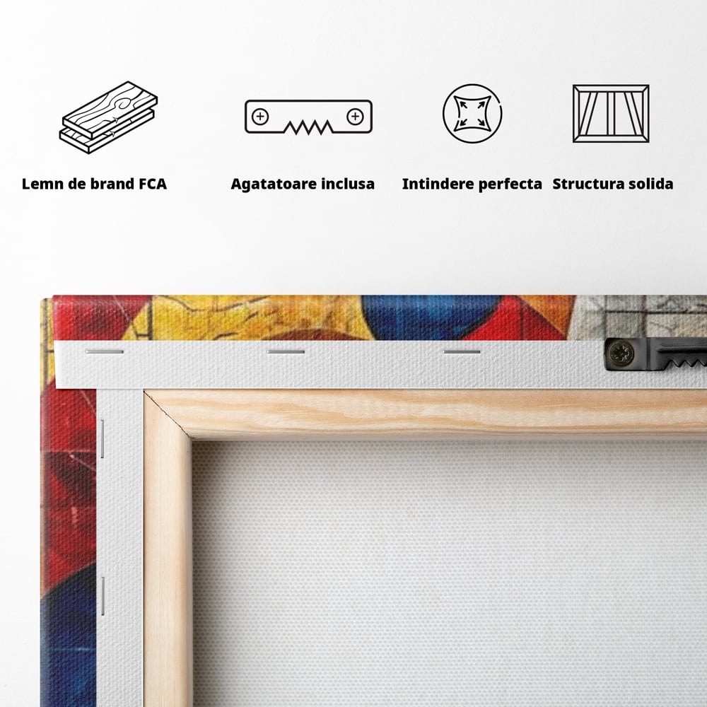 Premium-Leinwandkunst, LuxCanva® J1014, Mosaik der Gefühle, Fragmente, Blick, Schönheit, Puzzle, Würfel, visuell, transformierend, Kreise, stilisiert, Glam, Wohnen, Schlafzimmer