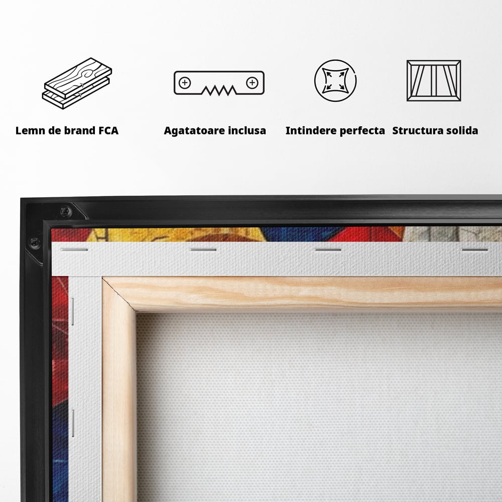 Premium-Leinwandkunst, LuxCanva® J1014, Mosaik der Gefühle, Fragmente, Blick, Schönheit, Puzzle, Würfel, visuell, transformierend, Kreise, stilisiert, Glam, Wohnen, Schlafzimmer