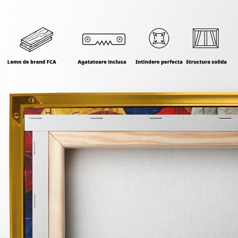Premium-Leinwandkunst, LuxCanva® J1014, Mosaik der Gefühle, Fragmente, Blick, Schönheit, Puzzle, Würfel, visuell, transformierend, Kreise, stilisiert, Glam, Wohnen, Schlafzimmer