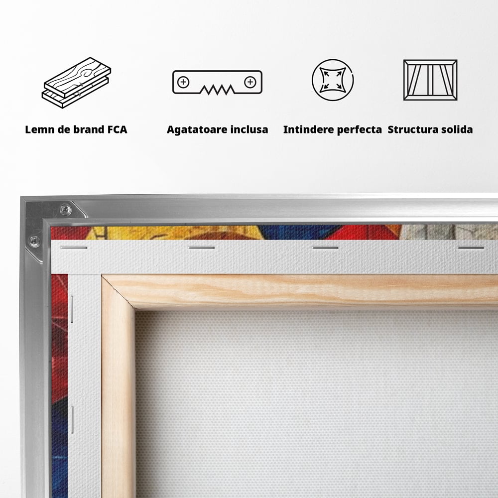Premium-Leinwandkunst, LuxCanva® J1014, Mosaik der Gefühle, Fragmente, Blick, Schönheit, Puzzle, Würfel, visuell, transformierend, Kreise, stilisiert, Glam, Wohnen, Schlafzimmer