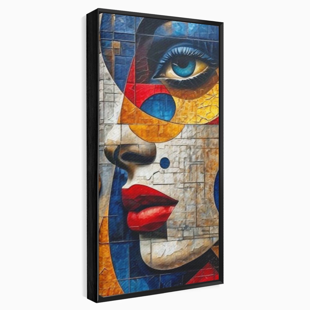 Premium-Leinwandkunst, LuxCanva® J1014, Mosaik der Gefühle, Fragmente, Blick, Schönheit, Puzzle, Würfel, visuell, transformierend, Kreise, stilisiert, Glam, Wohnen, Schlafzimmer