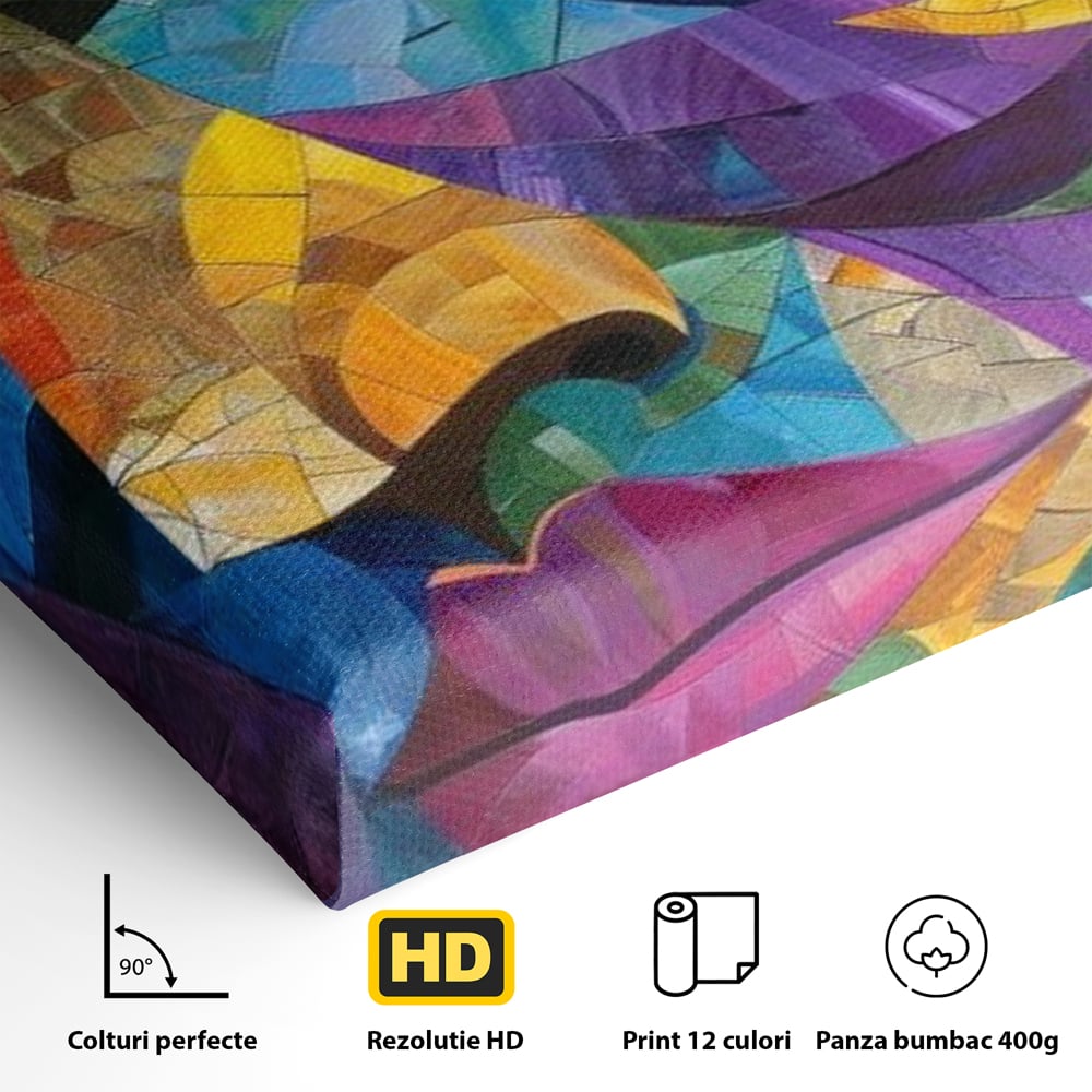 Tablou Canvas Premium, LuxCanva® J1016, Chip in Vitralii, Floare, Portret, Chip, Privire, Femeie, Abstract, Ganduri, Mozaic, Colorat, Design, Artist, Expozitie, Living, Dormitor