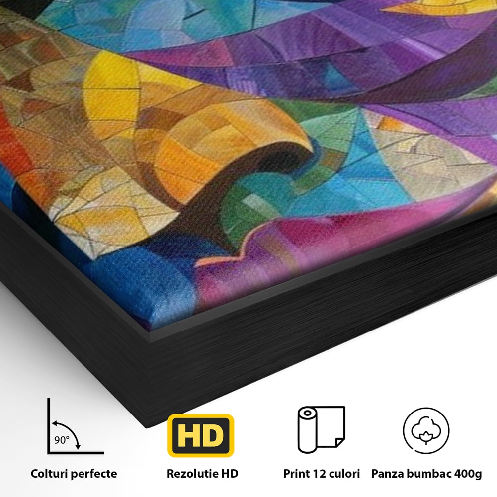 Tablou Canvas Premium, LuxCanva® J1016, Chip in Vitralii, Floare, Portret, Chip, Privire, Femeie, Abstract, Ganduri, Mozaic, Colorat, Design, Artist, Expozitie, Living, Dormitor