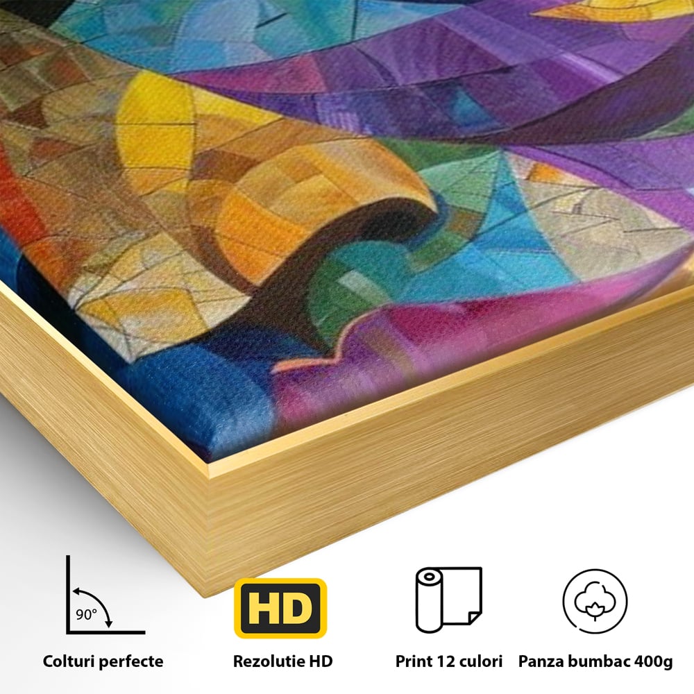 Tablou Canvas Premium, LuxCanva® J1016, Chip in Vitralii, Floare, Portret, Chip, Privire, Femeie, Abstract, Ganduri, Mozaic, Colorat, Design, Artist, Expozitie, Living, Dormitor