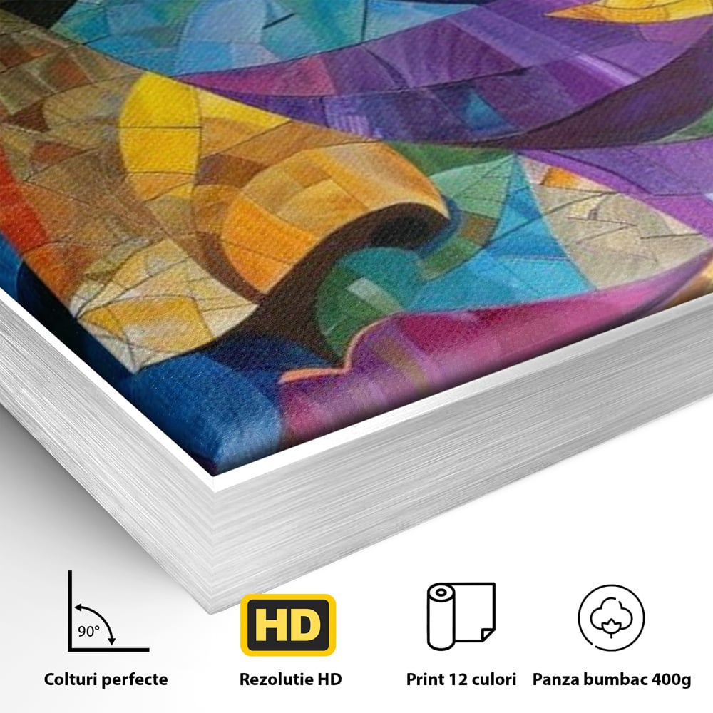 Tablou Canvas Premium, LuxCanva® J1016, Chip in Vitralii, Floare, Portret, Chip, Privire, Femeie, Abstract, Ganduri, Mozaic, Colorat, Design, Artist, Expozitie, Living, Dormitor