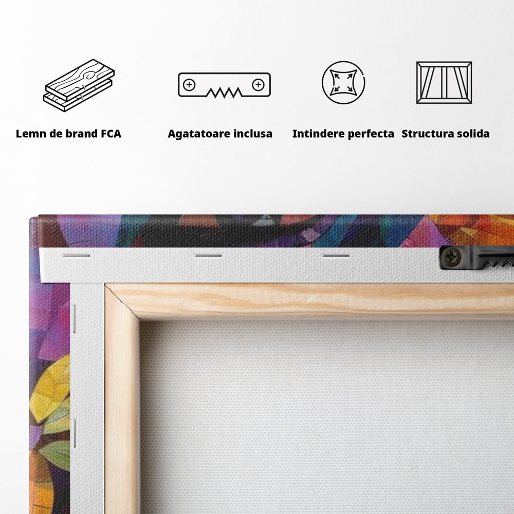 Tablou Canvas Premium, LuxCanva® J1016, Chip in Vitralii, Floare, Portret, Chip, Privire, Femeie, Abstract, Ganduri, Mozaic, Colorat, Design, Artist, Expozitie, Living, Dormitor