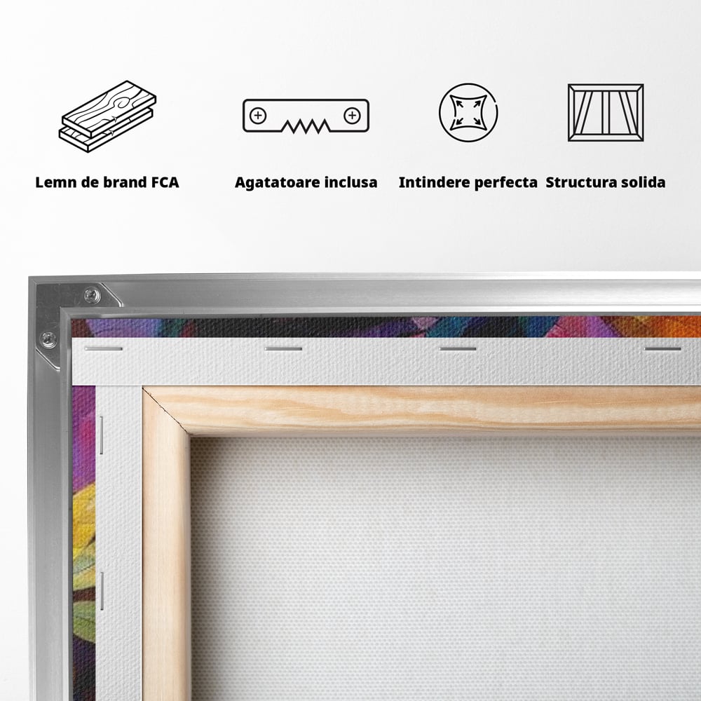 Tablou Canvas Premium, LuxCanva® J1016, Chip in Vitralii, Floare, Portret, Chip, Privire, Femeie, Abstract, Ganduri, Mozaic, Colorat, Design, Artist, Expozitie, Living, Dormitor
