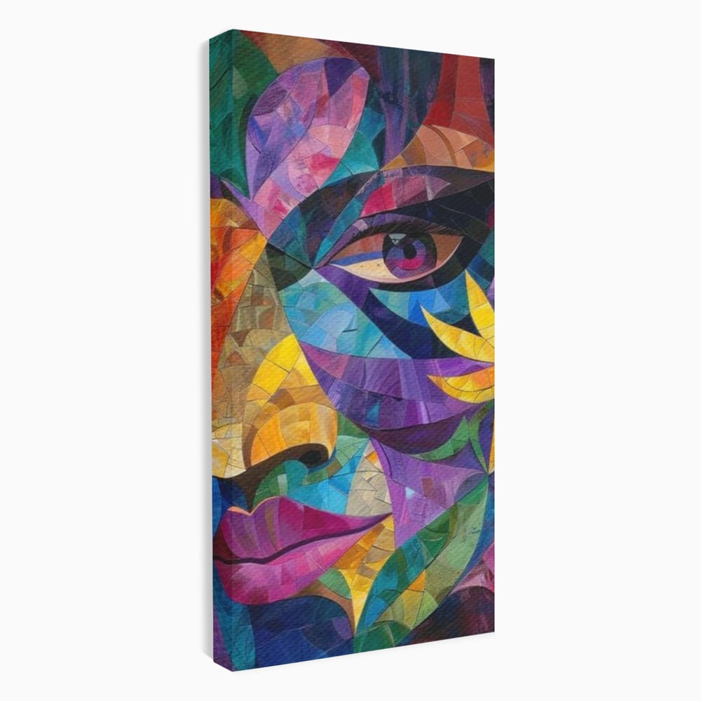 Tablou Canvas Premium, LuxCanva® J1016, Chip in Vitralii, Floare, Portret, Chip, Privire, Femeie, Abstract, Ganduri, Mozaic, Colorat, Design, Artist, Expozitie, Living, Dormitor