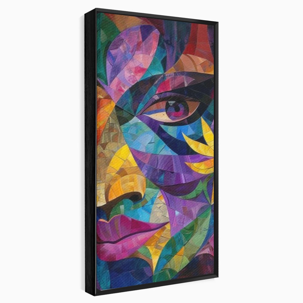 Tablou Canvas Premium, LuxCanva® J1016, Chip in Vitralii, Floare, Portret, Chip, Privire, Femeie, Abstract, Ganduri, Mozaic, Colorat, Design, Artist, Expozitie, Living, Dormitor