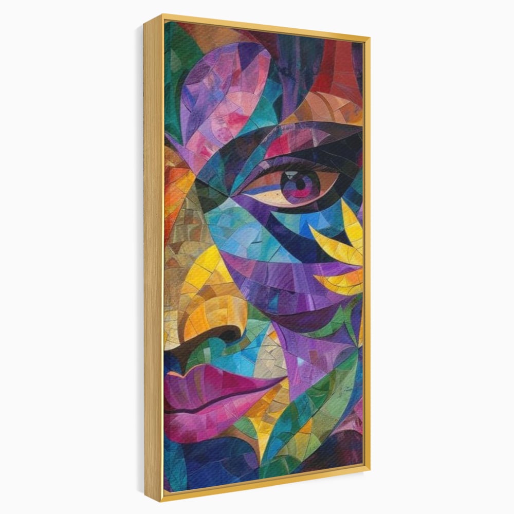 Tablou Canvas Premium, LuxCanva® J1016, Chip in Vitralii, Floare, Portret, Chip, Privire, Femeie, Abstract, Ganduri, Mozaic, Colorat, Design, Artist, Expozitie, Living, Dormitor
