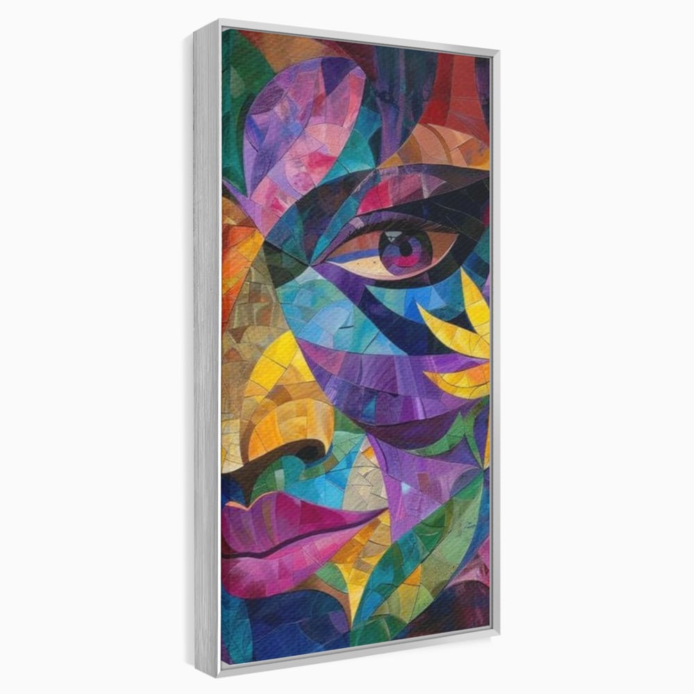 Tablou Canvas Premium, LuxCanva® J1016, Chip in Vitralii, Floare, Portret, Chip, Privire, Femeie, Abstract, Ganduri, Mozaic, Colorat, Design, Artist, Expozitie, Living, Dormitor