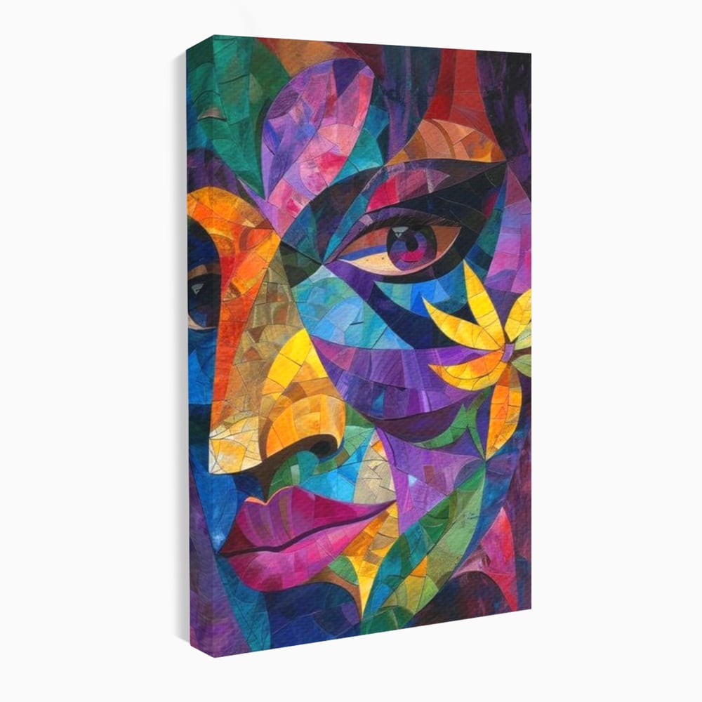 Tablou Canvas Premium, LuxCanva® J1016, Chip in Vitralii, Floare, Portret, Chip, Privire, Femeie, Abstract, Ganduri, Mozaic, Colorat, Design, Artist, Expozitie, Living, Dormitor